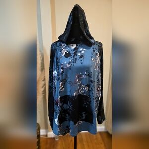 LuLaRoe Blue and Black Floral Hoodie